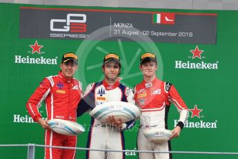 World © Octane Photographic Ltd. GP3 – Italian GP - Race 2. Trident - Guiliano Alesi, Pedro Piquet and Callum Ilott. Autodromo Nazionale di Monza, Monza, Italy. Sunday 2nd September 2018