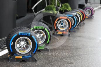 World © Octane Photographic Ltd. Formula 1 – Italian GP - Paddock. Pirelli tyre range. Autodromo Nazionale di Monza, Monza, Italy. Saturday 1st September 2018.