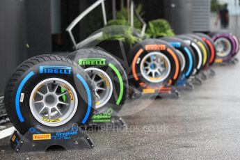 World © Octane Photographic Ltd. Formula 1 – Italian GP - Paddock. Pirelli tyre range. Autodromo Nazionale di Monza, Monza, Italy. Saturday 1st September 2018.