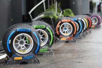 World © Octane Photographic Ltd. Formula 1 – Italian GP - Paddock. Pirelli tyre range. Autodromo Nazionale di Monza, Monza, Italy. Saturday 1st September 2018.