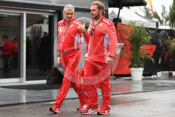 World © Octane Photographic Ltd. Formula 1 - Italian GP - Paddock. Maurizio Arrivabene – Managing Director and Team Principal of Scuderia Ferrari and Gino Rosato – Ferrari Corporate Affairs. Autodromo Nazionale di Monza, Monza, Italy. Saturday 1st September 2018.