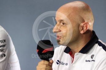 World © Octane Photographic Ltd. Formula 1 - Italian GP - Friday FIA Team Press Conference. Simone Resta - Technical Director of Sauber F1 Team. Autodromo Nazionale di Monza, Monza, Italy. Friday 31st August 2018.