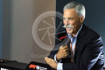 World © Octane Photographic Ltd. Formula 1 - Italian GP - Friday FIA Team Press Conference. Chase Carey - Chief Executive Officer of the Formula One Group. Autodromo Nazionale di Monza, Monza, Italy. Friday 31st August 2018.