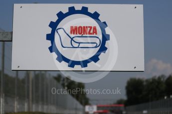 World © Octane Photographic Ltd. Formula 1 – Italian GP - Track Walk. Monza logo. Autodromo Nazionale di Monza, Monza, Italy. Thursday 30th August 2018.