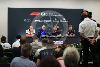 Christian Horner - Team Principal of Red Bull Racing, Franz Tost – Team Principal of Scuderia Toro Rosso, Frederic Vasseur – Team Principal and CEO of Sauber Motorsport AG and Masashi Yamamoto - General Manager of Honda’s motorsport division. Suzuka Circuit, Japan. Friday 5th October 2018.