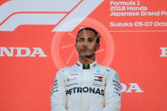 World © Octane Photographic Ltd. Formula 1 – Japanese GP – Podium. Mercedes AMG Petronas Motorsport AMG F1 W09 EQ Power+ - Lewis Hamilton. Suzuka Circuit, Japan. Sunday 7th October 2018.