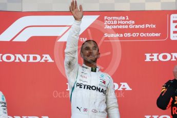 World © Octane Photographic Ltd. Formula 1 – Japanese GP – Podium. Mercedes AMG Petronas Motorsport AMG F1 W09 EQ Power+ - Lewis Hamilton. Suzuka Circuit, Japan. Sunday 7th October 2018.