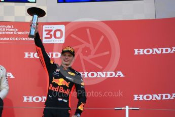 World © Octane Photographic Ltd. Formula 1 – Japanese GP - Podium. Aston Martin Red Bull Racing TAG Heuer RB14 – Max Verstappen. Suzuka Circuit, Japan. Sunday 7th October 2018.