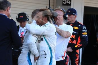 World © Octane Photographic Ltd. Formula 1 – Japanese GP – Parc Ferme. Mercedes AMG Petronas Motorsport AMG F1 W09 EQ Power+ - Lewis Hamilton and Valtreri Bottas. Suzuka Circuit, Japan. Sunday 7th October 2018.