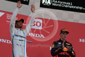 World © Octane Photographic Ltd. Formula 1 – Japanese GP – Podium. Mercedes AMG Petronas Motorsport AMG F1 W09 EQ Power+ - Lewis Hamilton. Suzuka Circuit, Japan. Sunday 7th October 2018.