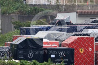 World © Octane Photographic Ltd. Formula 1 – Japanese GP - Practice 1. Ferrari and Mercedes shipping crates. Suzuka Circuit, Japan. Friday 5th October 2018.