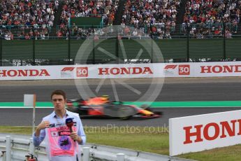 World © Octane Photographic Ltd. Formula 1 – Japanese GP - Practice 2. Aston Martin Red Bull Racing TAG Heuer RB14 – Max Verstappen and Paul Diresta. Suzuka Circuit, Japan. Friday 5th October 2018.