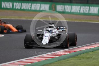 World © Octane Photographic Ltd. Formula 1 – Japanese GP - Practice 2. Williams Martini Racing FW41 – Lance Stroll and McLaren MCL33 – Stoffel Vandoorne. Suzuka Circuit, Japan. Friday 5th October 2018.