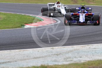 World © Octane Photographic Ltd. Formula 1 – Japanese GP - Qualifying. Scuderia Toro Rosso STR13 – Pierre Gasly and Alfa Romeo Sauber F1 Team C37 – Charles Leclerc. Suzuka Circuit, Japan. Saturday 6th October 2018.