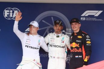 World © Octane Photographic Ltd. Formula 1 – Japanese GP – Qualifying. Mercedes AMG Petronas Motorsport AMG F1 W09 EQ Power+ - Lewis Hamilton and Valtteri Bottas and Aston Martin Red Bull Racing TAG Heuer RB14 – Max Verstappen. Suzuka Circuit, Japan. Saturday 6th October 2018.