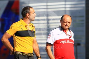 World © Octane Photographic Ltd. Formula 1 - Japanese GP - Paddock. Cyril Abiteboul - Managing Director of Renault Sport Racing Formula 1 Team and Frederic Vasseur – Team Principal and CEO of Sauber Motorsport AG. Suzuka Circuit, Japan. Sunday 7th October 2018.