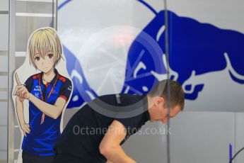 World © Octane Photographic Ltd. Formula 1 – Japanese GP - Pit Lane. Scuderia Toro Rosso STR13 race day setup. Suzuka Circuit, Japan. Sunday 7th October 2018.