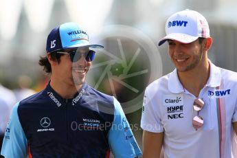 World © Octane Photographic Ltd. Formula 1 – Japanese GP - Paddock. Williams Martini Racing FW41 – Lance Stroll and Racing Point Force India VJM11 - Esteban Ocon. Suzuka Circuit, Japan. Sunday 7th October 2018.