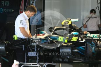 World © Octane Photographic Ltd. Formula 1 – Japanese GP – Pit Lane. Mercedes AMG Petronas Motorsport AMG F1 W09 EQ Power+ - Lewis Hamilton race day setup. Suzuka Circuit, Japan. Sunday 7th October 2018.