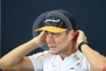 World © Octane Photographic Ltd. Formula 1 – Japanese GP - FIA Drivers’ Press Conference. McLaren – Stoffel Vandoorne Suzuka Circuit, Japan. Thursday 4th October 2018.