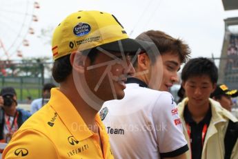 World © Octane Photographic Ltd. Formula 1 – Japanese GP - Paddock. Alfa Romeo Sauber F1 Team C37 – Charles Leclerc and Renault Sport F1 Team RS18 – Carlos Sainz. Suzuka Circuit, Japan. Thursday 4th October 2018.
