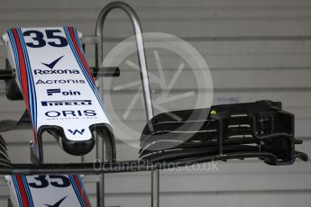 World © Octane Photographic Ltd. Formula 1 – Japanese GP - Pit Lane. Williams Martini Racing FW41 front wing– Sergey Sirotkin. Suzuka Circuit, Japan. Thursday 4th October 2018.