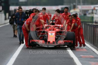 World © Octane Photographic Ltd. Formula 1 – Japanese GP - Pit Lane. Scuderia Ferrari SF71-H – Sebastian Vettel. Suzuka Circuit, Japan. Thursday 4th October 2018.