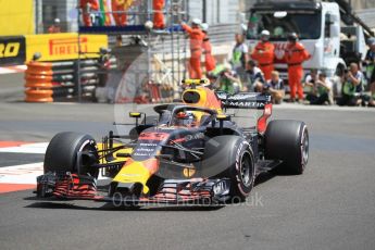 World © Octane Photographic Ltd. Formula 1 – Monaco GP - Practice 3. Aston Martin Red Bull Racing TAG Heuer RB14 – Max Verstappen. Monte-Carlo. Saturday 26th May 2018.