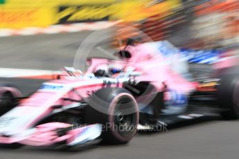 World © Octane Photographic Ltd. Formula 1 – Monaco GP - Practice 3. Sahara Force India VJM11 - Sergio Perez. Monte-Carlo. Saturday 26th May 2018.