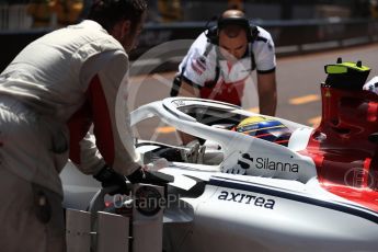 World © Octane Photographic Ltd. Formula 1 – Monaco GP - Practice 3. Alfa Romeo Sauber F1 Team C37 – Charles Leclerc. Monte-Carlo. Saturday 26th May 2018.