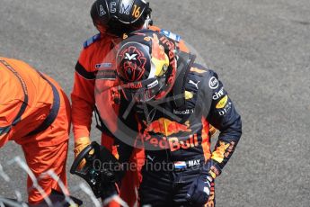 World © Octane Photographic Ltd. Formula 1 – Monaco GP - Practice 3. Aston Martin Red Bull Racing TAG Heuer RB14 – Max Verstappen crash at exit of Swimming Pool. Monte-Carlo. Saturday 26th May 2018.