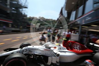World © Octane Photographic Ltd. Formula 1 – Monaco GP - Practice 3. Alfa Romeo Sauber F1 Team C37 – Charles Leclerc. Monte-Carlo. Saturday 26th May 2018.