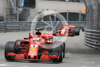 World © Octane Photographic Ltd. Formula 1 – Monaco GP - Practice 1. Scuderia Ferrari SF71-H – Sebastian Vettel and Kimi Raikkonen. Monte-Carlo. Thursday 24th May 2018.