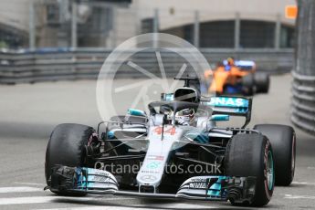 World © Octane Photographic Ltd. Formula 1 – Monaco GP - Practice 1. Mercedes AMG Petronas Motorsport AMG F1 W09 EQ Power+ - Lewis Hamilton and McLaren MCL33 – Fernando Alonso. Monte-Carlo. Thursday 24th May 2018.