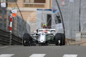 World © Octane Photographic Ltd. Formula 1 – Monaco GP - Practice 1. Alfa Romeo Sauber F1 Team C37 – Charles Leclerc. Monte-Carlo. Thursday 24th May 2018.