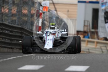 World © Octane Photographic Ltd. Formula 1 – Monaco GP - Practice 1. Williams Martini Racing FW41 – Sergey Sirotkin. Monte-Carlo. Thursday 24th May 2018.