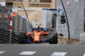 World © Octane Photographic Ltd. Formula 1 – Monaco GP - Practice 1. McLaren MCL33 – Stoffel Vandoorne. Monte-Carlo. Thursday 24th May 2018.