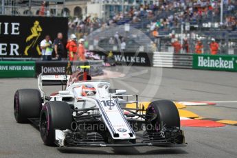 World © Octane Photographic Ltd. Formula 1 – Monaco GP - Practice 2. Alfa Romeo Sauber F1 Team C37 – Charles Leclerc. Monte-Carlo. Thursday 24th May 2018.
