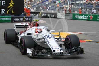 World © Octane Photographic Ltd. Formula 1 – Monaco GP - Practice 2. Alfa Romeo Sauber F1 Team C37 – Charles Leclerc. Monte-Carlo. Thursday 24th May 2018.