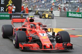 World © Octane Photographic Ltd. Formula 1 – Monaco GP - Practice 2. Scuderia Ferrari SF71-H – Kimi Raikkonen and Renault Sport F1 Team RS18 – Carlos Sainz. Monte-Carlo. Thursday 24th May 2018.