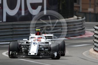 World © Octane Photographic Ltd. Formula 1 – Monaco GP - Practice 2. Alfa Romeo Sauber F1 Team C37 – Charles Leclerc. Monte-Carlo. Thursday 24th May 2018.