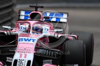 World © Octane Photographic Ltd. Formula 1 – Monaco GP - Practice 2. Sahara Force India VJM11 - Sergio Perez. Monte-Carlo. Thursday 24th May 2018.