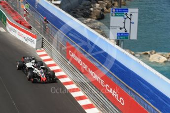 World © Octane Photographic Ltd. Formula 1 – Monaco GP - Practice 2. Haas F1 Team VF-18 – Romain Grosjean. Monte-Carlo. Thursday 24th May 2018.