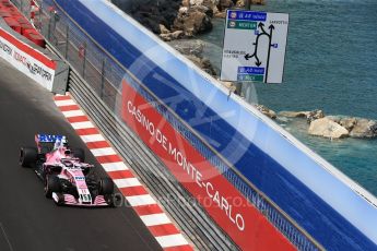 World © Octane Photographic Ltd. Formula 1 – Monaco GP - Practice 2. Sahara Force India VJM11 - Sergio Perez. Monte-Carlo. Thursday 24th May 2018.