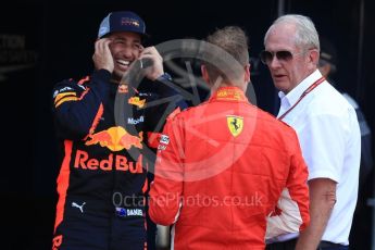 World © Octane Photographic Ltd. Formula 1 – Monaco GP - Qualifying. Scuderia Ferrari SF71-H – Sebastian Vettel and Helmut Marko - advisor to the Red Bull GmbH Formula One Teams and head of Red Bull's driver development program. Monte-Carlo. Saturday 26th May 2018.