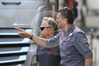 World © Octane Photographic Ltd. Formula 1 - Monaco GP - Paddock. Gene Haas  - Founder and Chairman of Haas F1 Team and Guenther Steiner  - Team Principal of Haas F1 Team. Monte-Carlo. Sunday 27th May 2018.