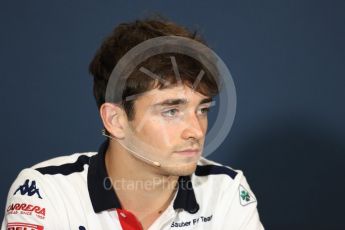 World © Octane Photographic Ltd. Formula 1 – Monaco GP –Drivers Press Conference. Haas F1 Team –Alfa Romeo Sauber F1 Team – Charles Leclerc. Monte-Carlo. Wednesday 23rd May 2018.