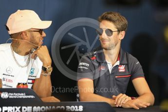 World © Octane Photographic Ltd. Formula 1 – Monaco GP –Drivers Press Conference. Mercedes AMG Petronas Motorsport - Lewis Hamilton, Haas F1 Team – Romain Grosjean. Monte-Carlo. Wednesday 23rd May 2018.