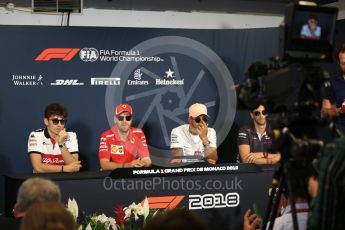 World © Octane Photographic Ltd. Formula 1 – Monaco GP –Drivers Press Conference. Alfa Romeo Sauber F1 Team – Charles Leclerc , Scuderia Ferrari – Sebastian Vettel, Mercedes AMG Petronas Motorsport - Lewis Hamilton, Haas F1 Team – Romain Grosjean. Monte-Carlo. Wednesday 23rd May 2018.