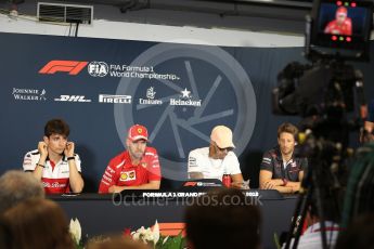 World © Octane Photographic Ltd. Formula 1 – Monaco GP –Drivers Press Conference. Alfa Romeo Sauber F1 Team – Charles Leclerc , Scuderia Ferrari – Sebastian Vettel, Mercedes AMG Petronas Motorsport - Lewis Hamilton, Haas F1 Team – Romain Grosjean. Monte-Carlo. Wednesday 23rd May 2018.